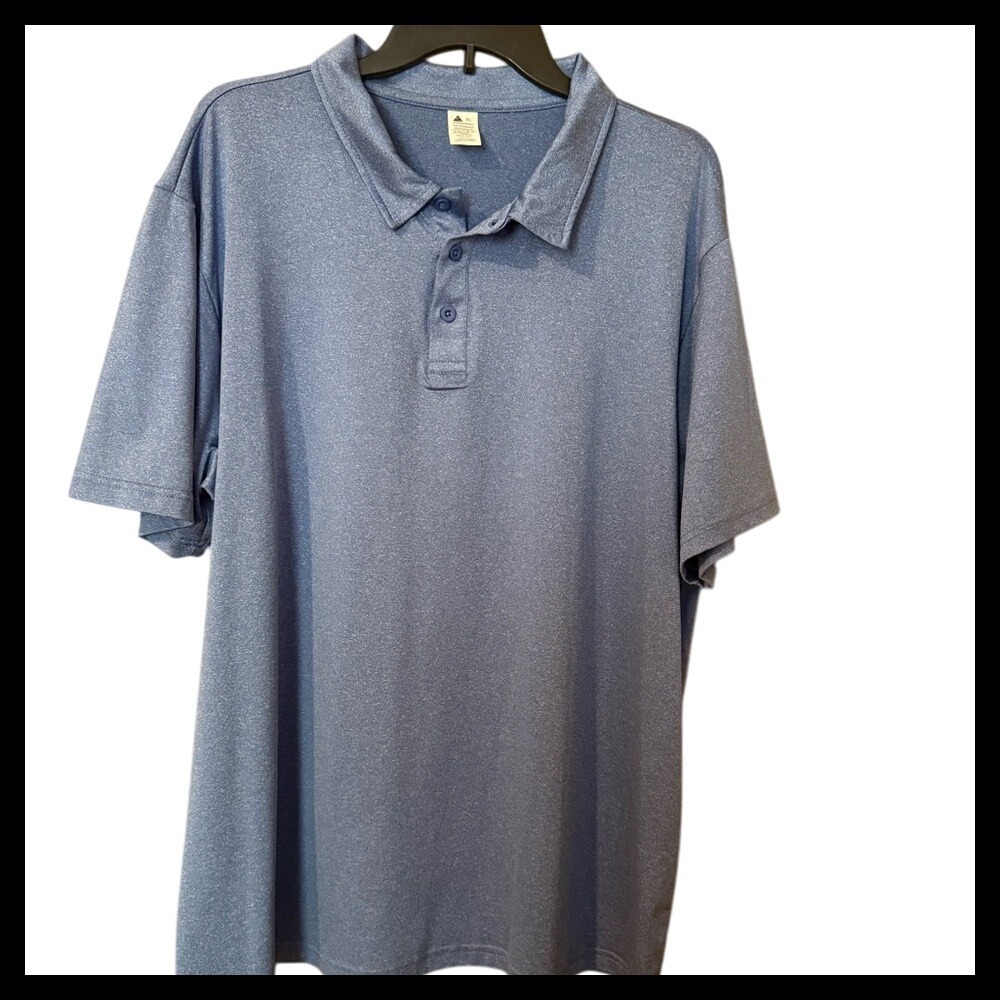 Athletic Polo Shirt Mens XL Blue Short Sleeve Polyester Golf Casual